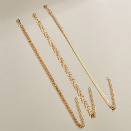 Simple Chain Anklet for Women 3 pcs Set - Imagen 5