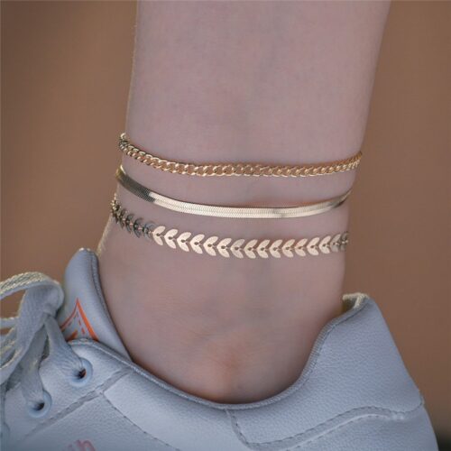 Simple Chain Anklet for Women 3 pcs Set - Imagen 6