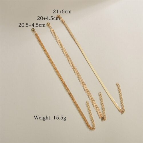 Simple Chain Anklet for Women 3 pcs Set - Imagen 4